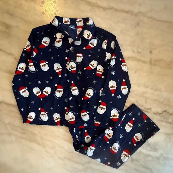 Old Navy Unisex kid's Santa Print Flannel Christmas Pajamas Size S (6-7) - Picture 1 of 14